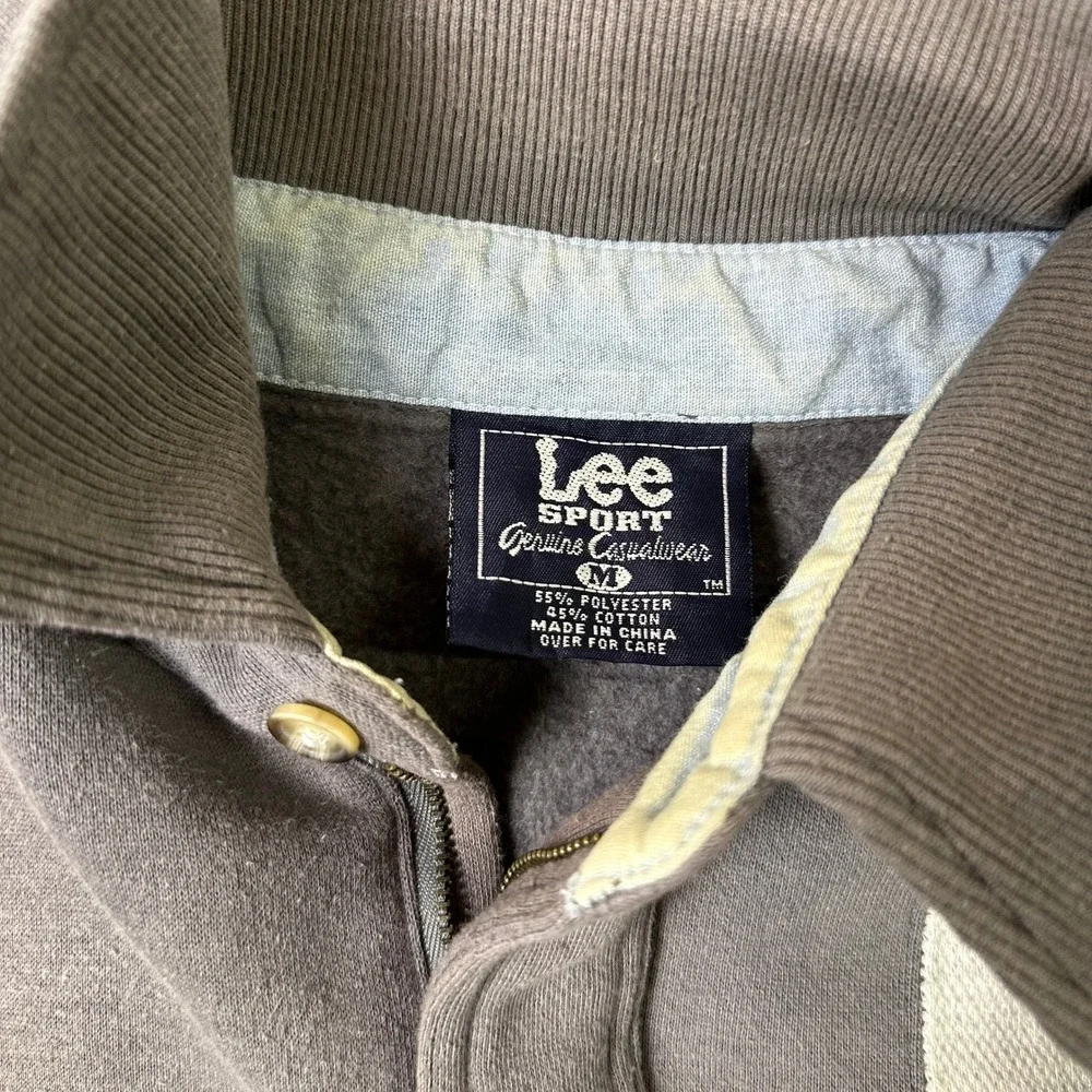 Lee Sport Sweatshirt Mens Size M Brown Color Block Golf Embroidered Quarter Zip